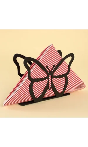 Loren Home Kelebek Siyah Metal Peçetelik