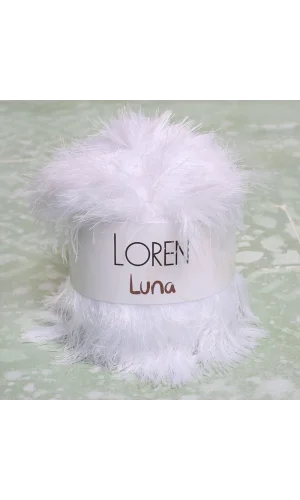 Loren Luna Tavşan Tüyü Beyaz El Örgü İpi - R001 - 34006