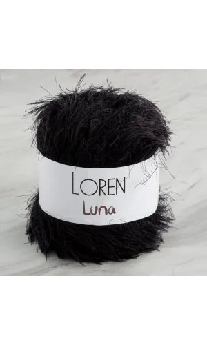 Loren Luna Tavşan Tüyü Siyah El Örgü İpi - R004 - 34002