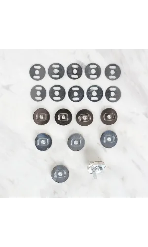 Loren Manyetik Mat Gümüş Metal 5 li Çıt Çıt Set