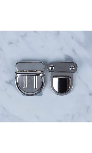 Loren Metal Çanta Kilidi Büyük Gümüş