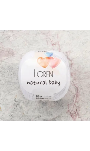 Loren Natural Baby Beyaz El Örgü İpi - R001 - 33829