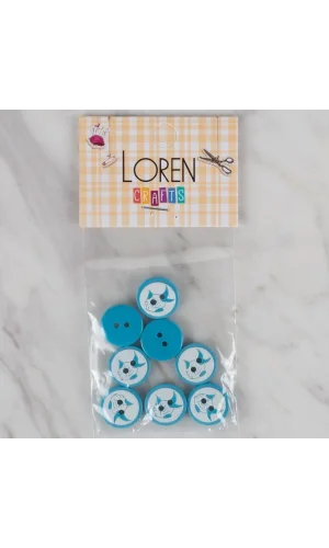 Loren petrol mavi 8 li balık düğme - 577