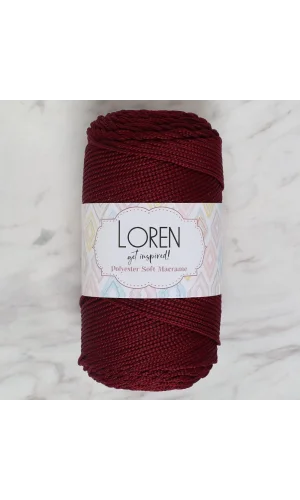 Loren Polyester Soft Macrame Bordo El Örgü İpi - LM039 - 34444