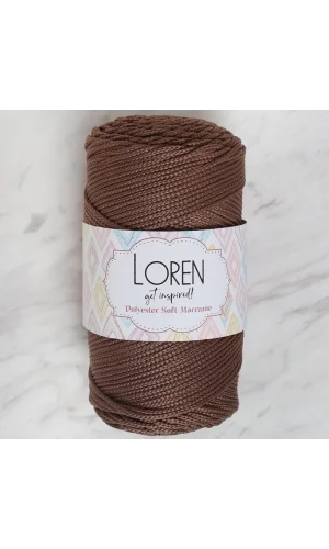 Loren Polyester Soft Macrame Kahverengi El Örgü İpi - LM032 - 34438