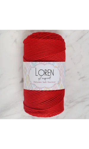 Loren Polyester Soft Macrame Kırmızı El Örgü İpi - LM019 - 34432