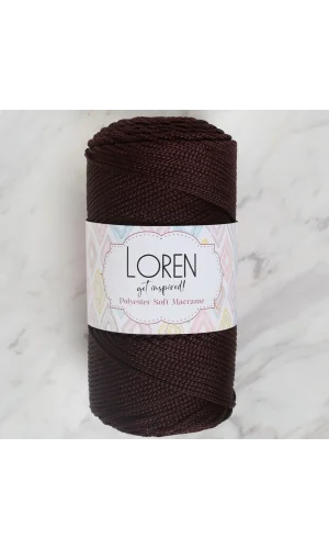 Loren Polyester Soft Macrame Koyu Kahverengi El Örgü İpi - LM034 - 34440
