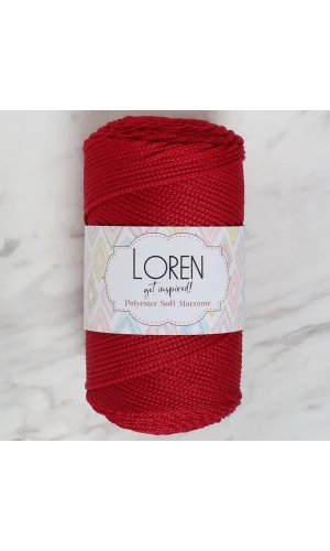 Loren Polyester Soft Macrame Koyu Kırmızı El Örgü İpi - LM020 - 34433