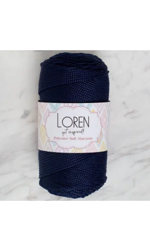 Loren Polyester Soft Macrame Koyu Lacivert El Örgü İpi - LM030 - 34436