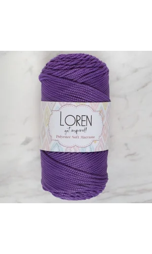 Loren Polyester Soft Macrame Koyu Mor El Örgü İpi - LM025 - 34434