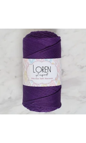 Loren Polyester Soft Macrame Koyu Mor El Örgü İpi - LM037 - 34442
