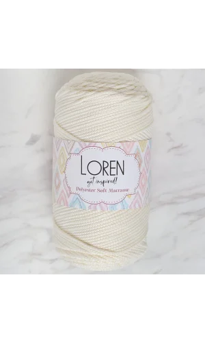 Loren Polyester Soft Macrame Krem El Örgü İpi - LM003 - 34427