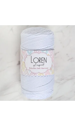 Loren Polyester Soft Macrame Optik Beyaz El Örgü İpi - LM001 - 34426