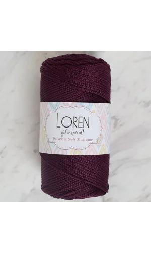 Loren Polyester Soft Macrame Patlıcan Moru El Örgü İpi - LM038 - 34443