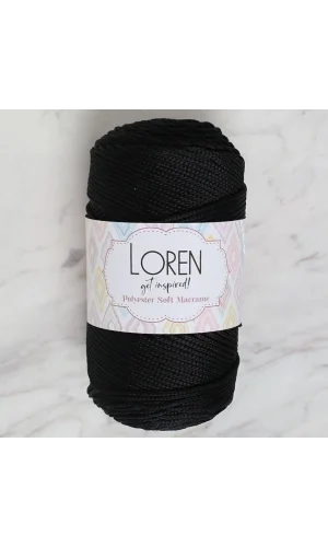 Loren Polyester Soft Macrame Siyah El Örgü İpi - LM040 - 34445