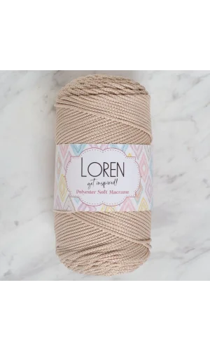 Loren Polyester Soft Macrame Taş Rengi El Örgü İpi - LM005 - 34428