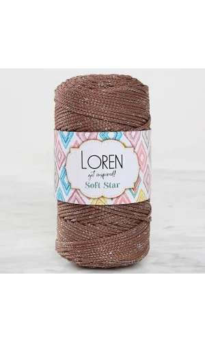 Loren Soft Star Makrome İpi Gümüş Simli Kahverengi
