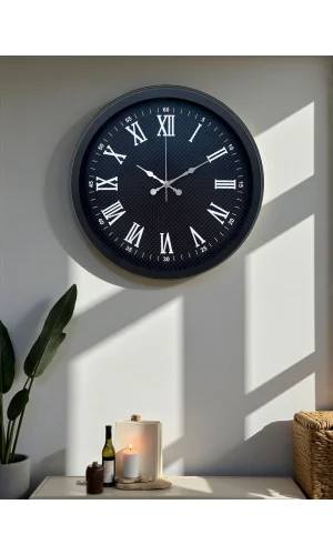 Luxury Black 40 Cm Metal Duvar Saati