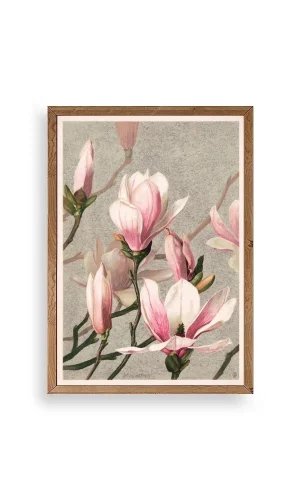 Magnolia Flowers Ahşap Çerçeveli Tablo