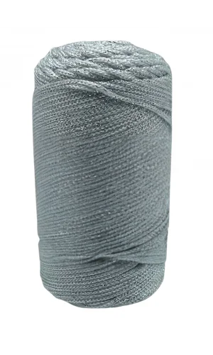 Makrome İpi 3 mm Polyester Gri Simli