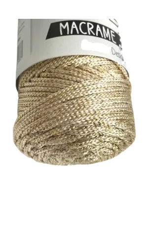 Makrome İpi 3mm Polyester Krem Simli