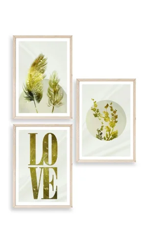 Manzara Üçlü Ahşap Çerçeveli Tablo