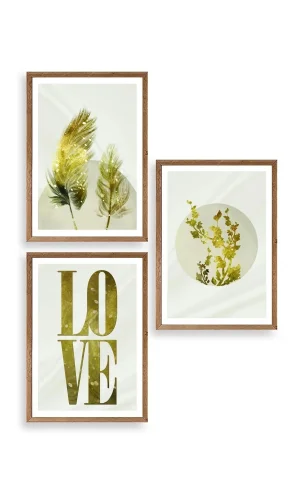 Manzara Üçlü Ahşap Çerçeveli Tablo