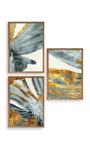 Manzara Üçlü Ahşap Çerçeveli Tablo