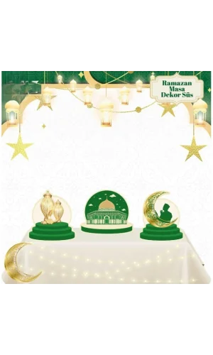 Masa Üstü 3lü Ramazan Süsü Yeşil