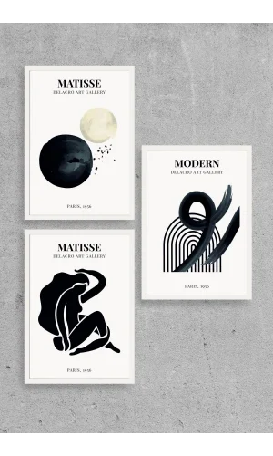 Matisse Üçlü Ahşap Çerçeveli Tablo