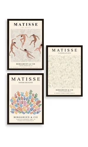 Matisse Üçlü Ahşap Çerçeveli Tablo