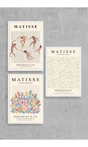 Matisse Üçlü Ahşap Çerçeveli Tablo