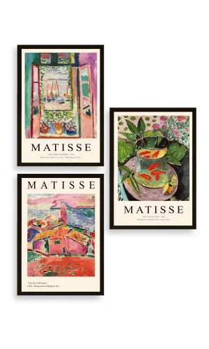 Matisse Üçlü Ahşap Çerçeveli Tablo