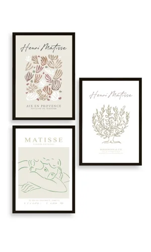 Matisse Üçlü Ahşap Çerçeveli Tablo