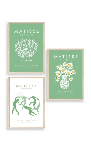 Matisse Üçlü Ahşap Çerçeveli Tablo
