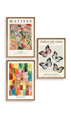 Matisse Üçlü Ahşap Çerçeveli Tablo