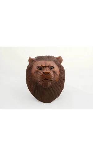 Maun Ağacı El Yapımı Dekoratif Aslan Büstü