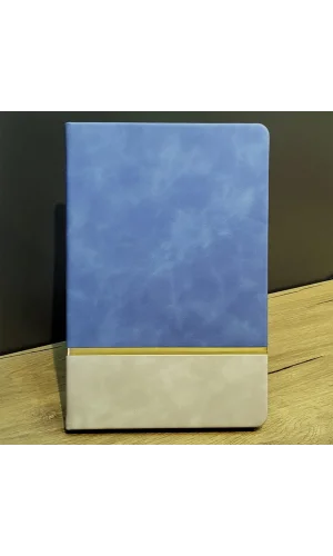 Mavi Gold Detaylı Deri Hatıra Defteri