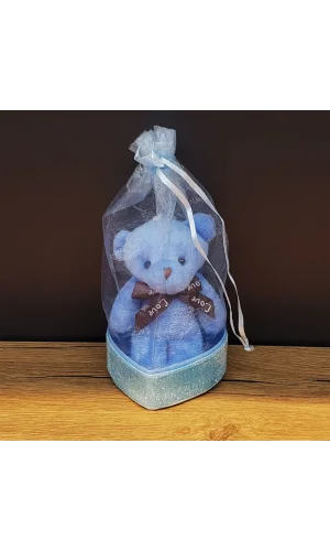 Mavi Hediyelik Kese İçinde Ayıcık