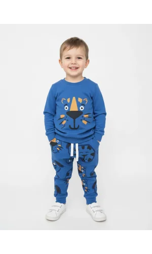 Mavi Kaplan Baskılı Erkek Çocuk Eşofman Takımı