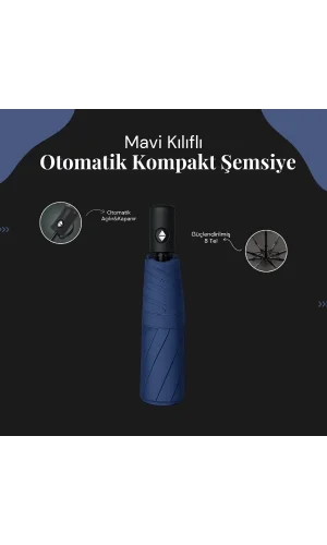 Mavi Kılıflı Otomatik Kompakt Şemsiye