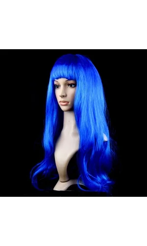 Mavi Renk Uzun Parti Peruğu