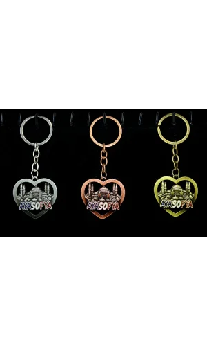 Metal Ayasofya Anahtarlık Kalp Tasarımlı