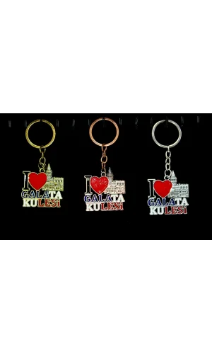 Metal Galata Kulesi Anahtarlık (I Love Galata Kulesi)