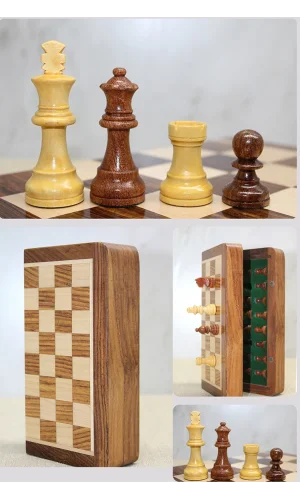 Mıknatıs Taşlı Ahşap Katlanabilir Kutulu Satranç Oyunu 12.5 Cm