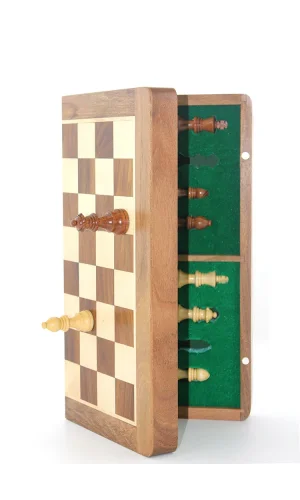 Mıknatıs Taşlı Ahşap Katlanabilir Kutulu Satranç Oyunu 35 Cm