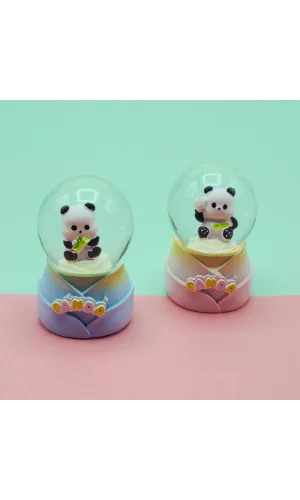 Mini Boy Sevimli Panda Tasarımlı Işıklı Kar Küresi