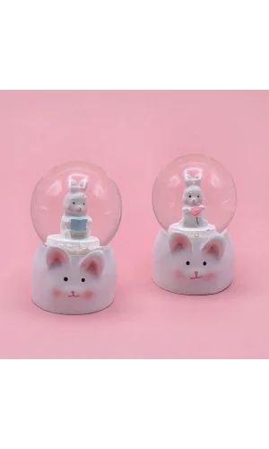 Mini Boy Tavşan Tasarımlı Işıklı Kar Küresi