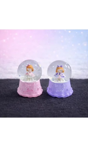Mini Işıklı Sevimli Kız Kar Küresi