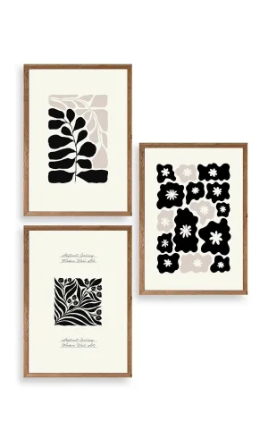 Modern Üçlü Ahşap Çerçeveli Tablo